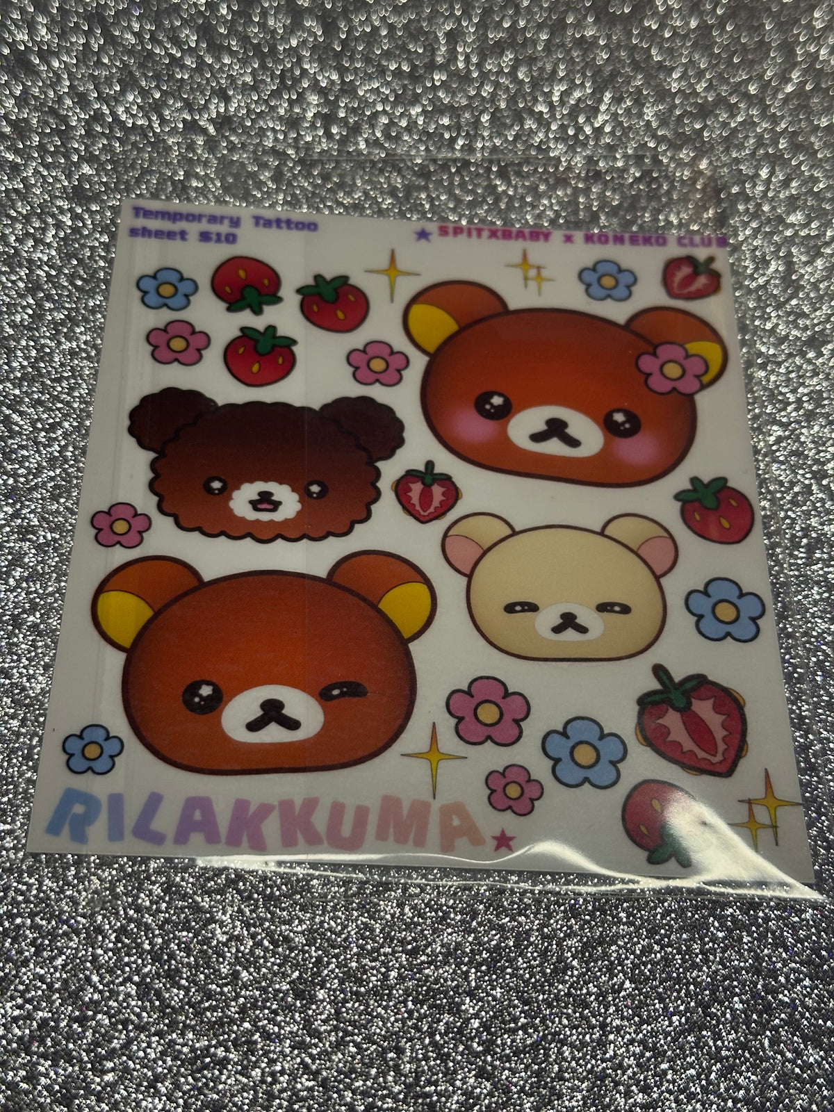 Kuma and Friends Mini Temporary Tattoo Sheet
