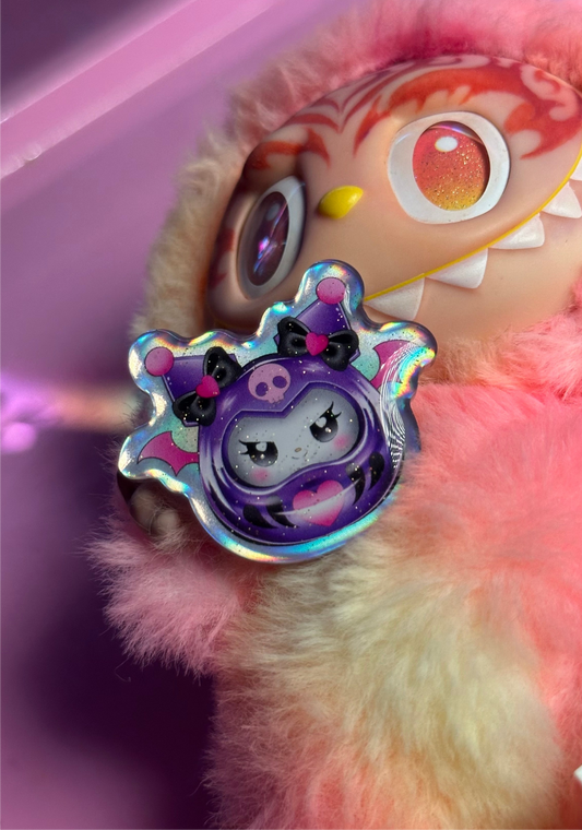 Small Kuro Holographic Glitter Pin
