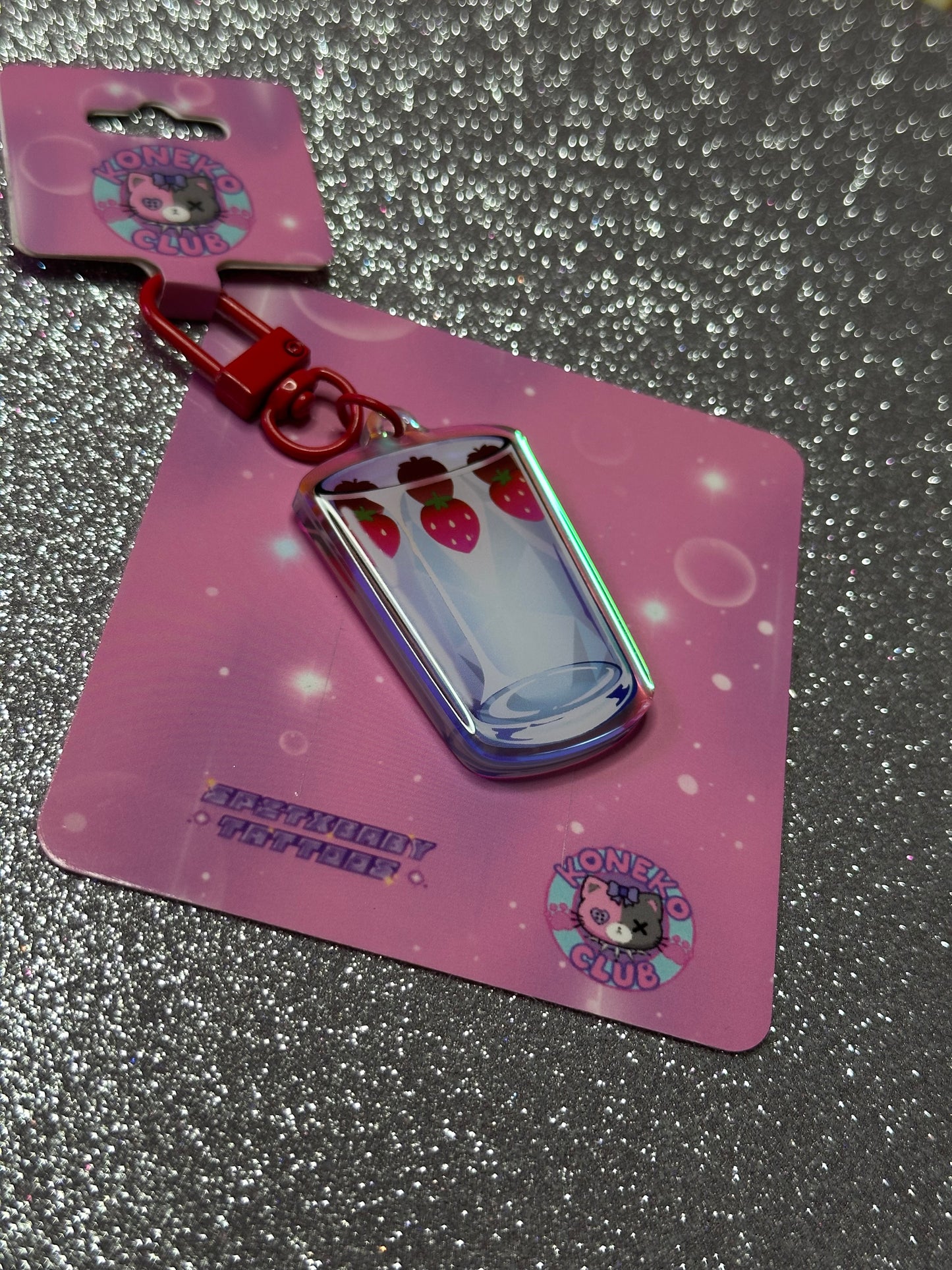 Little Red Strawberry Cup Keychain