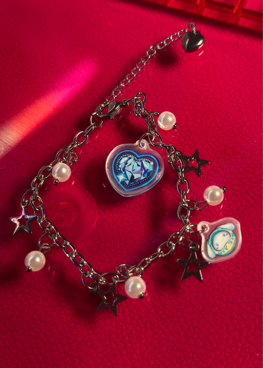 Cinna and Crystal Silver Charm Bracelet