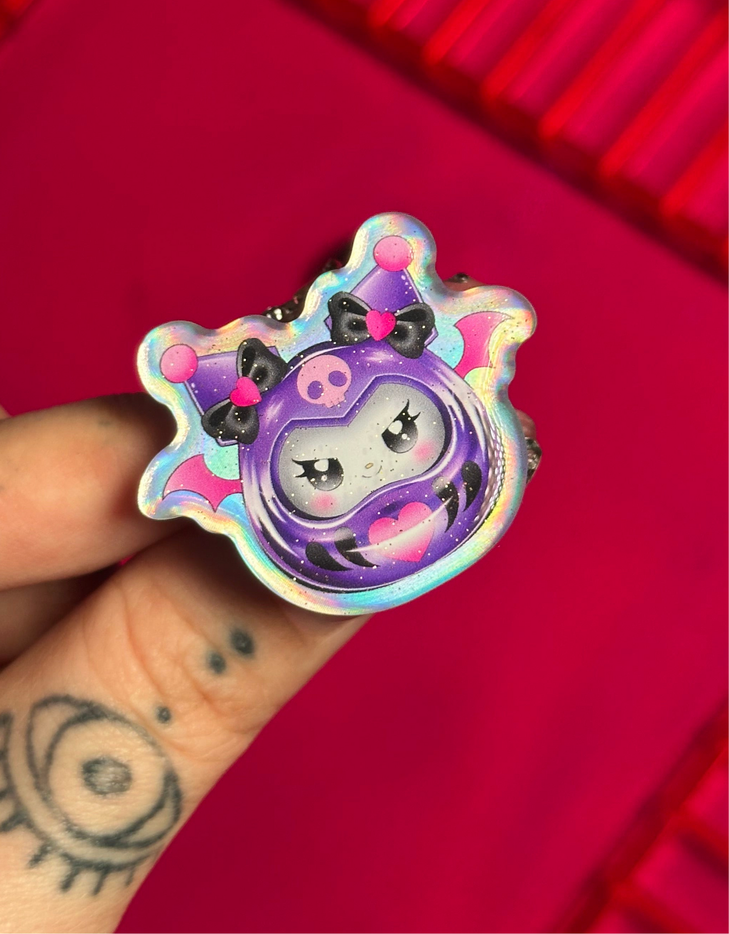 Small Kuro Holographic Glitter Pin