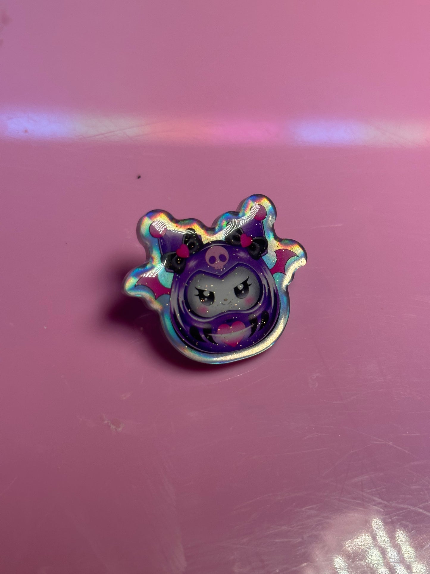 Small Kuro Holographic Glitter Pin