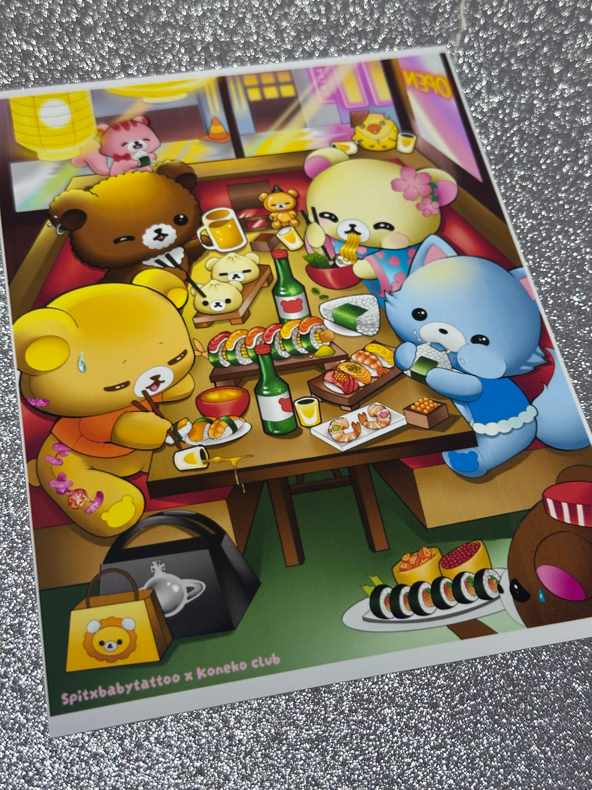 Kuma Sushi Shop Mini Print