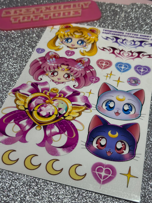 Sailor Scout Temporary Tattoo Sheet