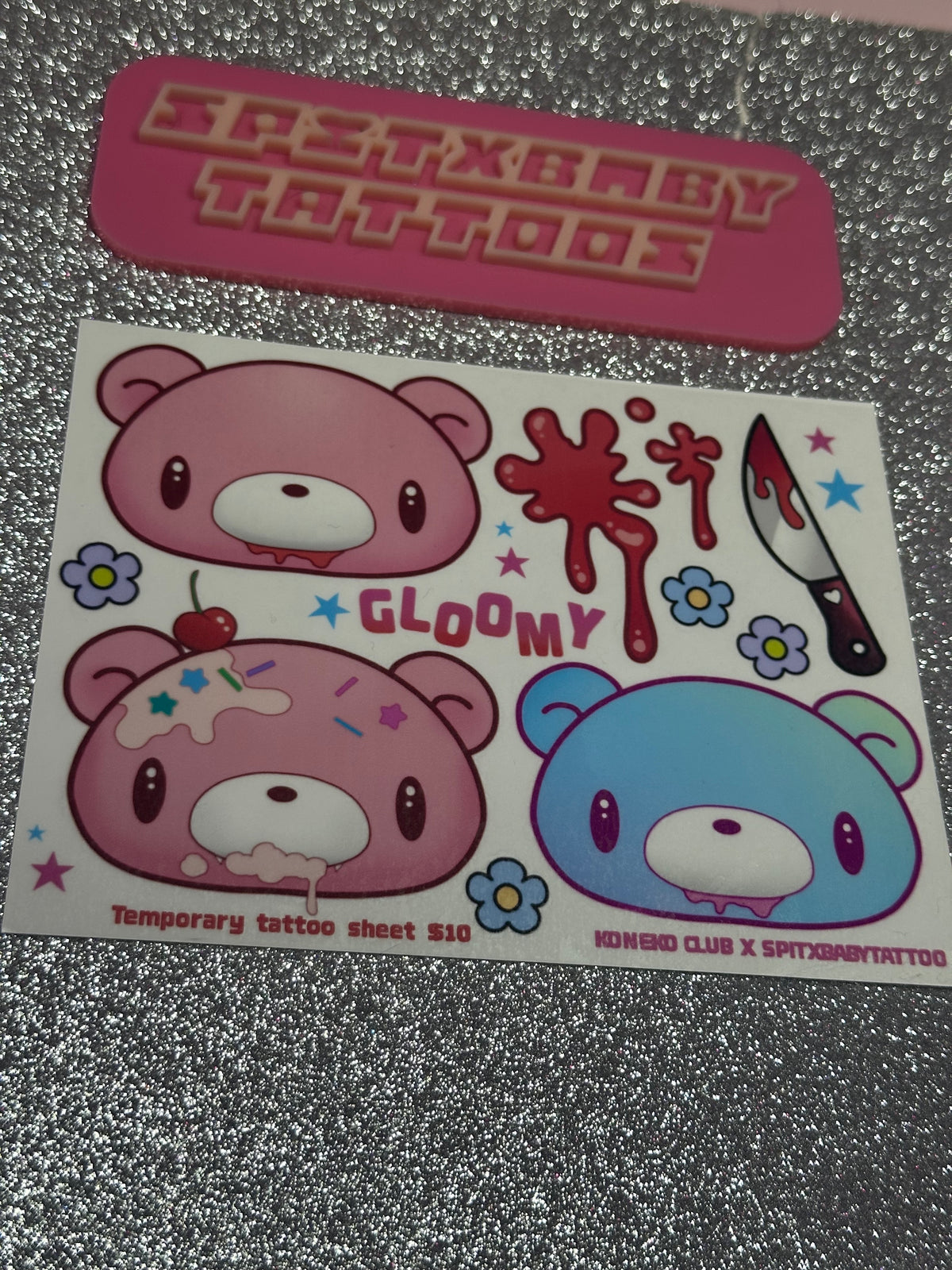 Gl00my Mini Temporary Tattoo Sheet