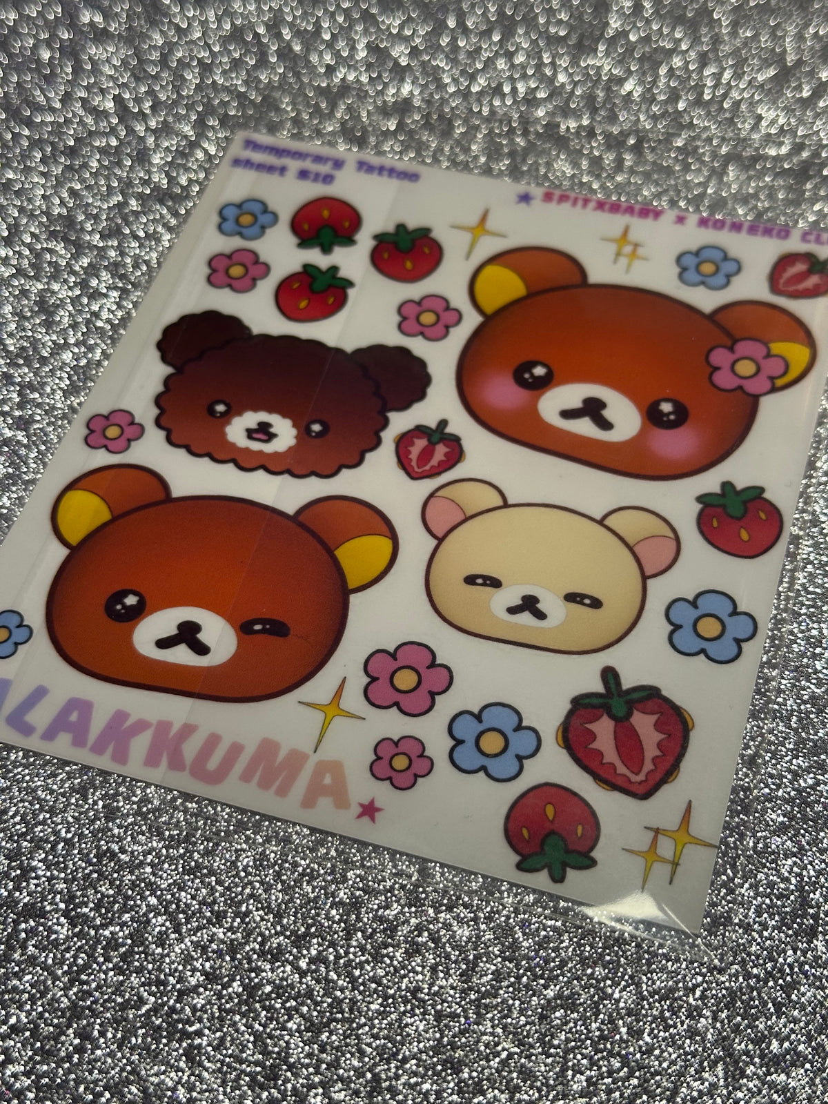 Kuma and Friends Mini Temporary Tattoo Sheet