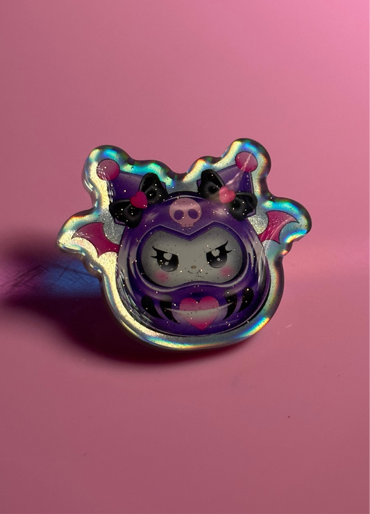 Small Kuro Holographic Glitter Pin