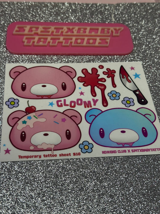 Gl00my Mini Temporary Tattoo Sheet