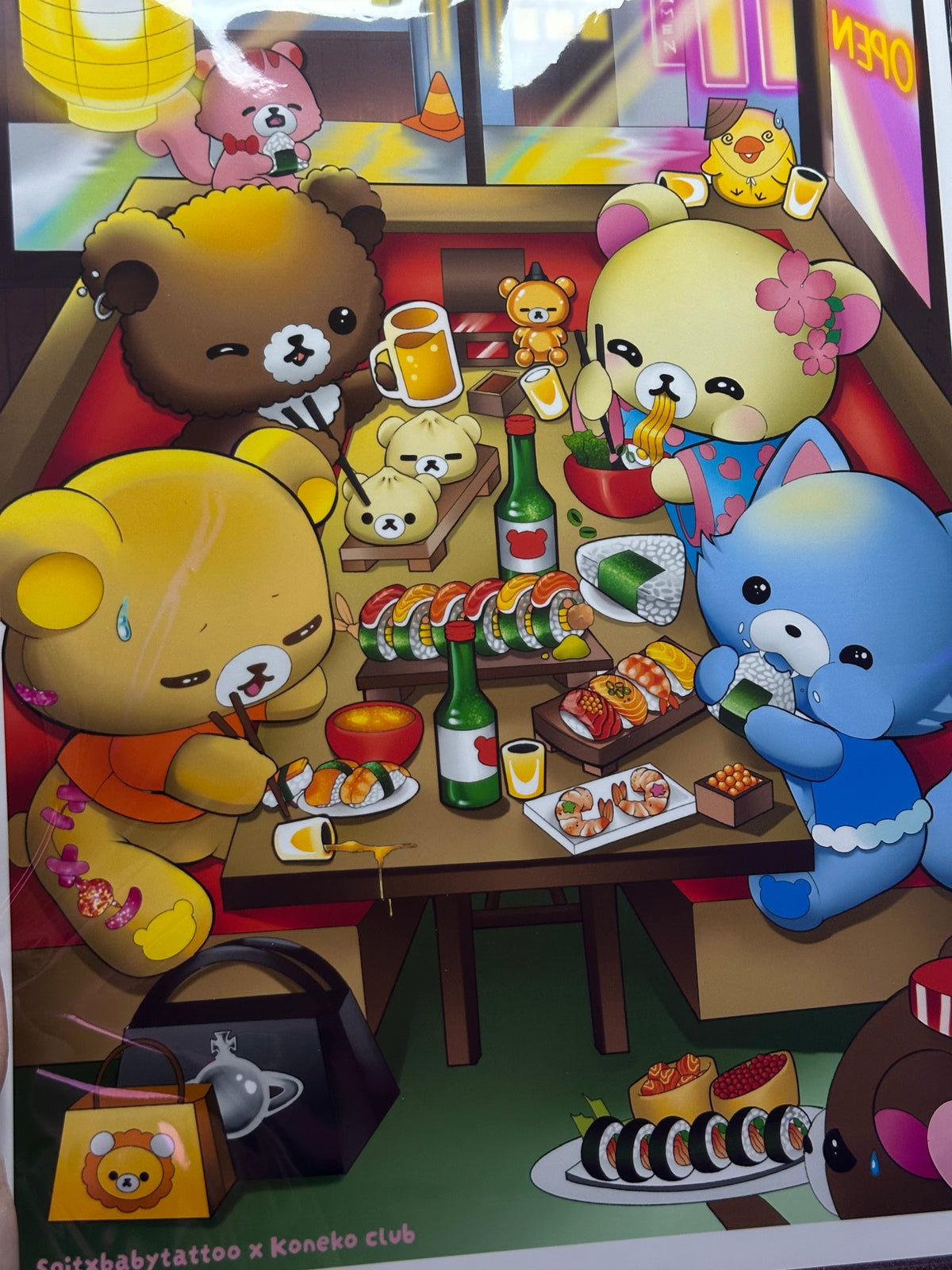 Kuma Sushi Shop Print