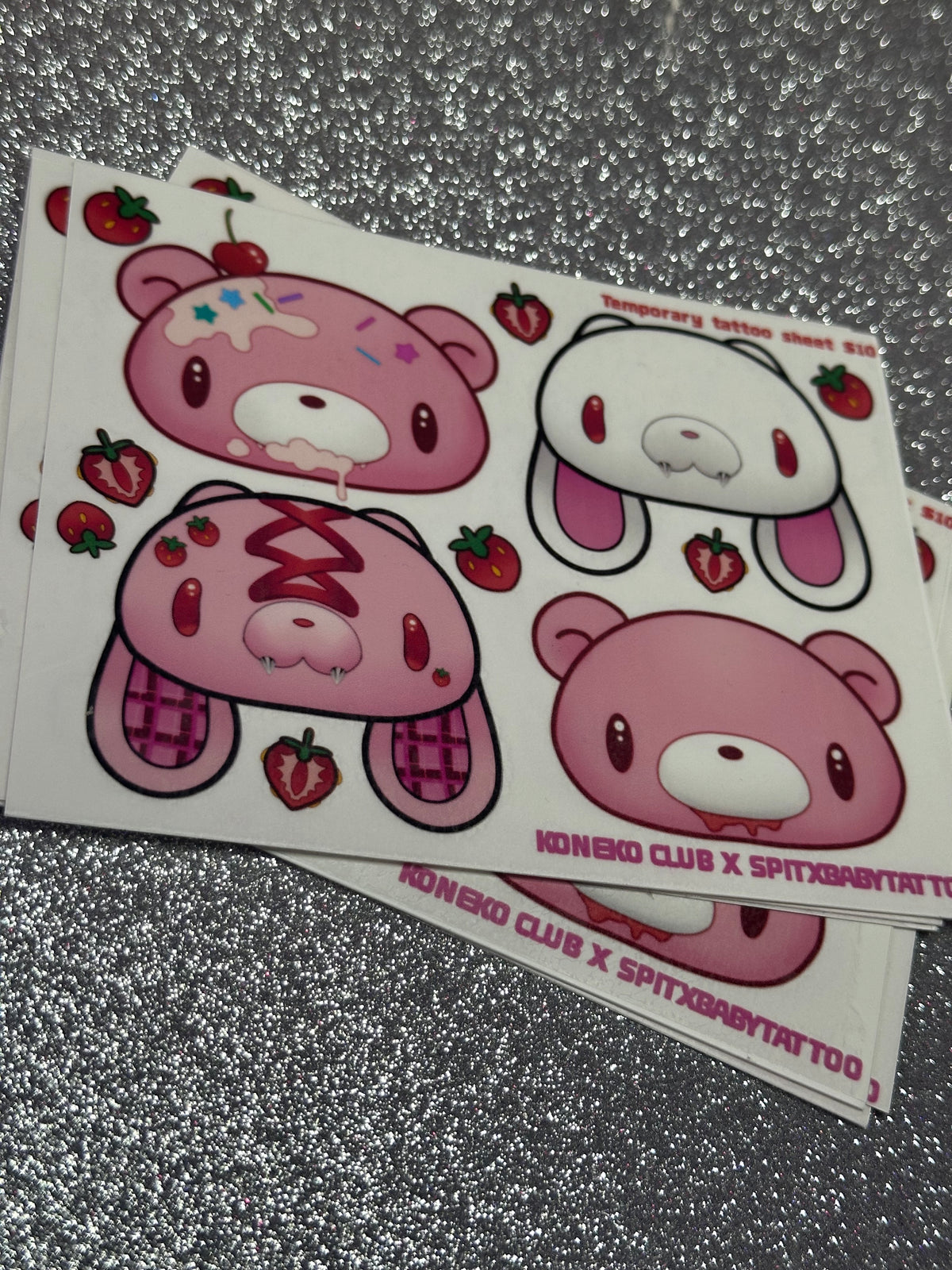 Strawberry Gl00m Mini Temporary Tattoo Sheet