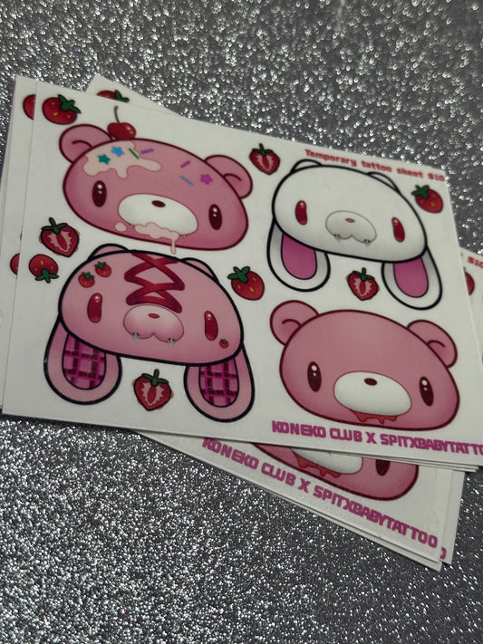 Strawberry Gl00m Mini Temporary Tattoo Sheet