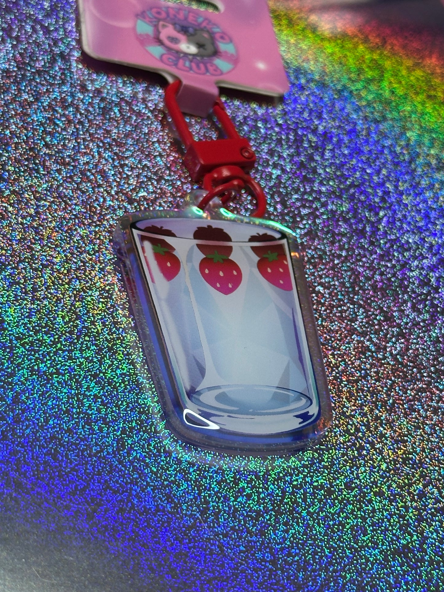 Little Red Strawberry Cup Keychain