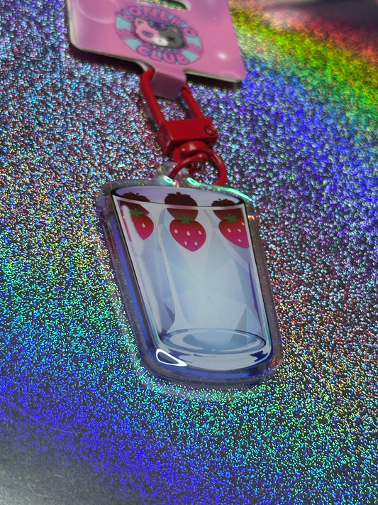 Little Red Strawberry Cup Keychain