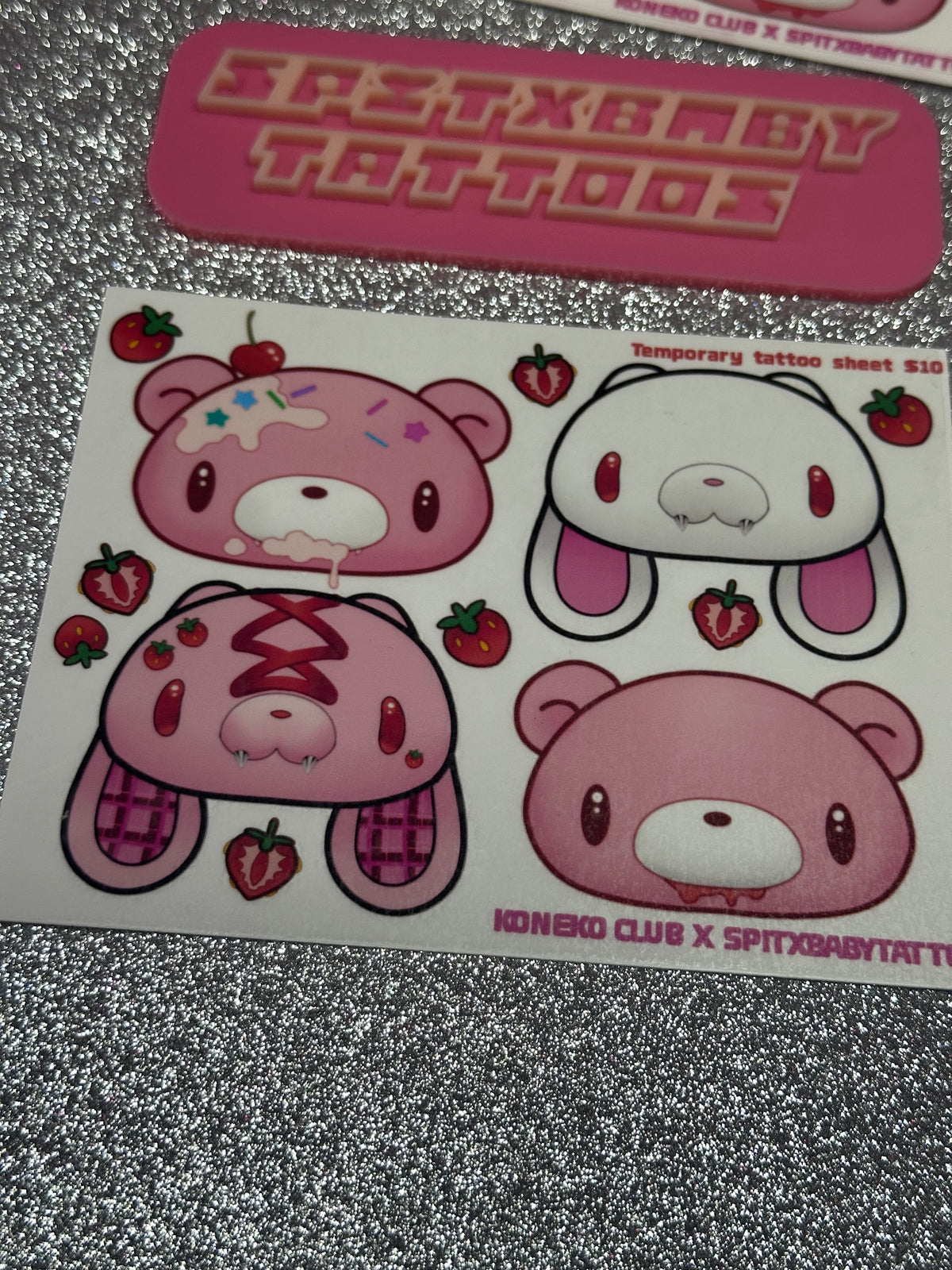 Strawberry Gl00m Mini Temporary Tattoo Sheet