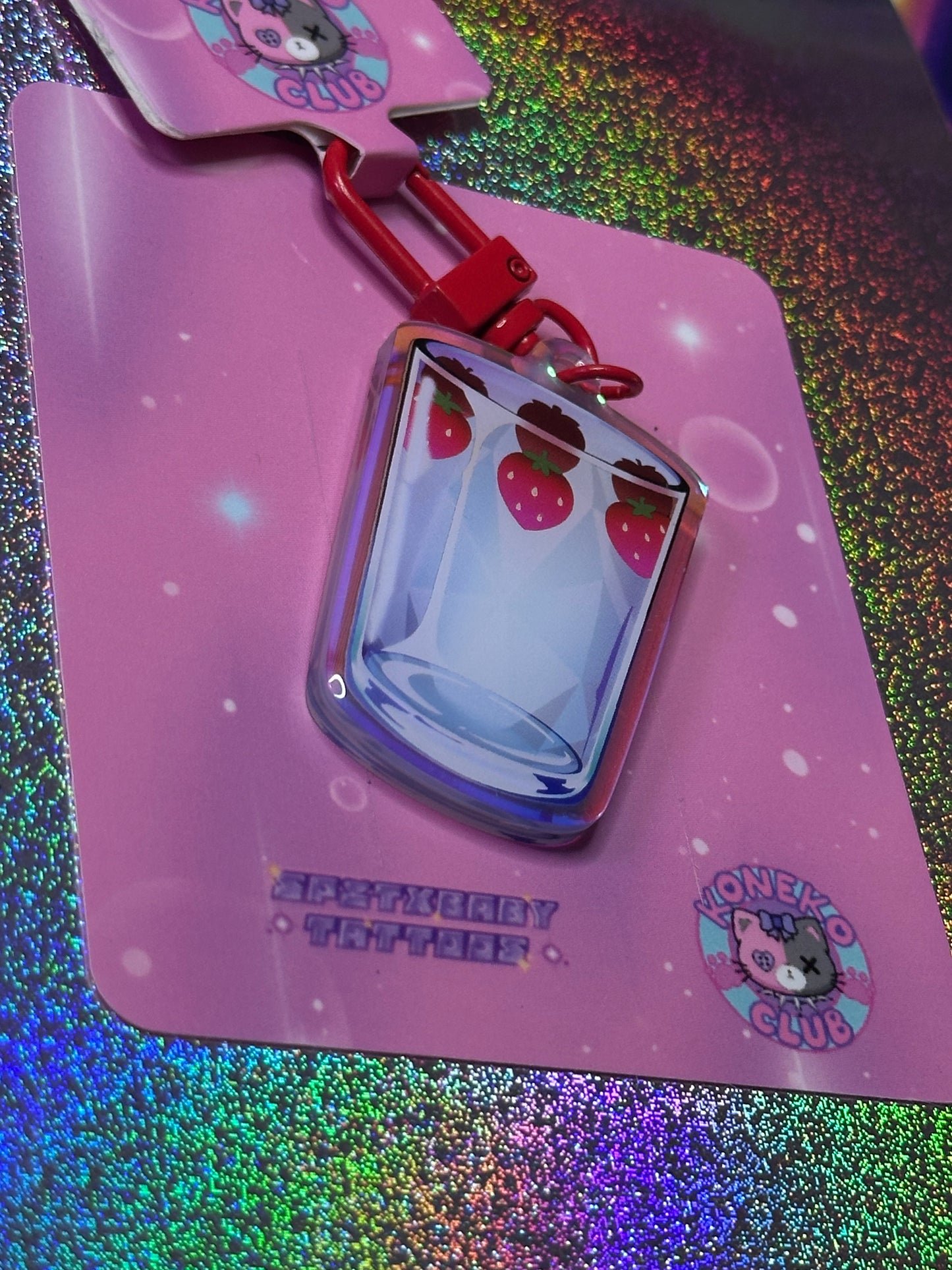 Little Red Strawberry Cup Keychain
