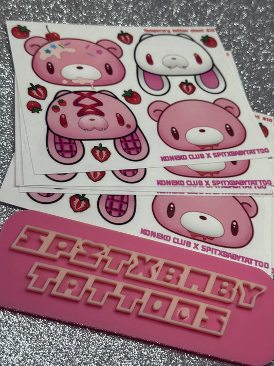 Strawberry Gl00m Mini Temporary Tattoo Sheet