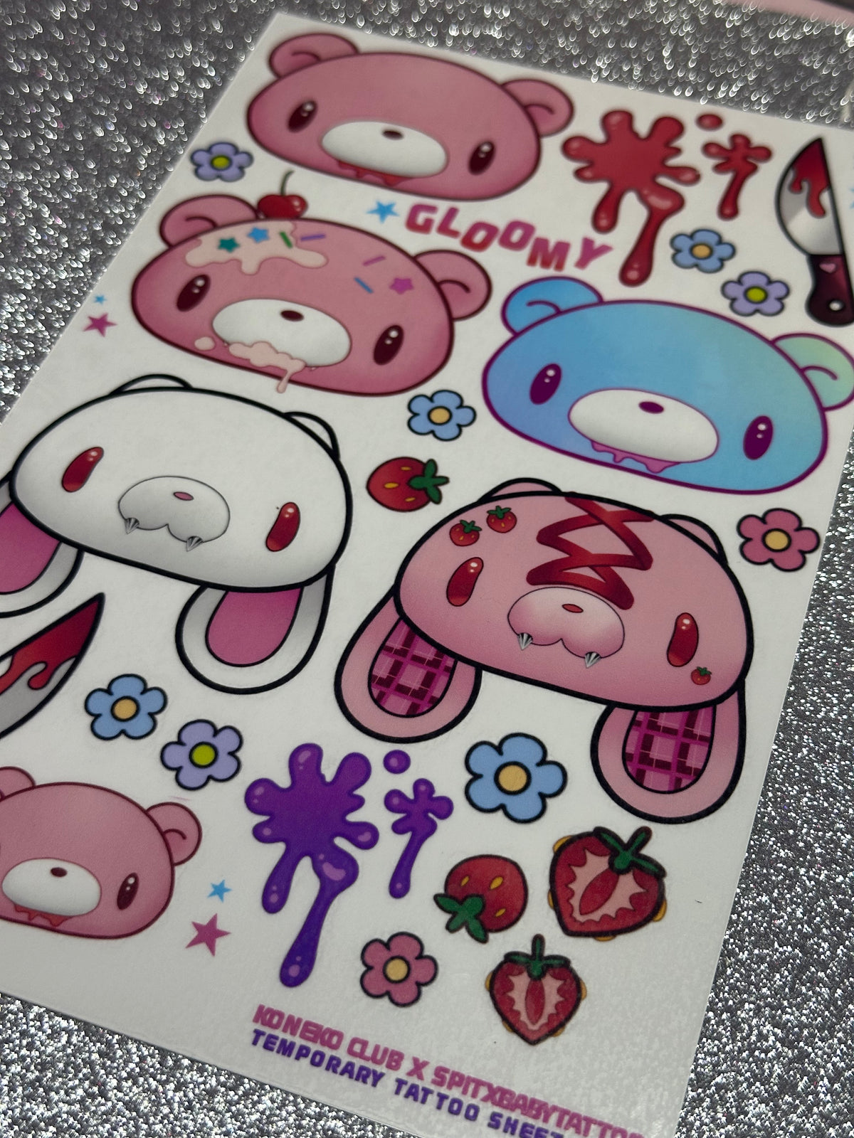 Gl00my Temporary Tattoo Sheet
