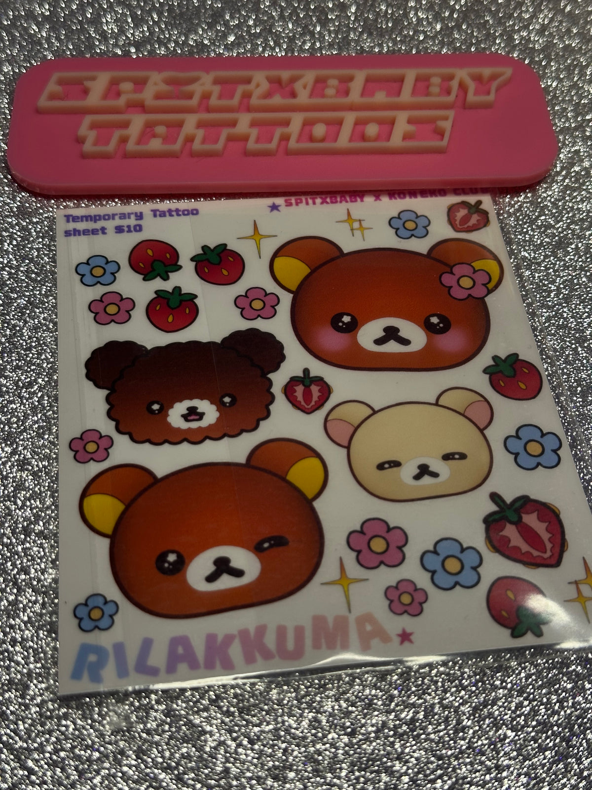 Kuma and Friends Mini Temporary Tattoo Sheet