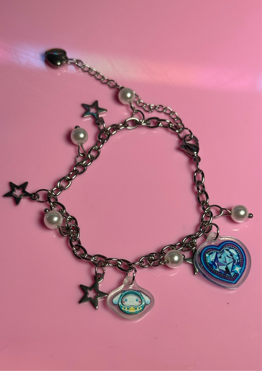 Cinna and Crystal Silver Charm Bracelet