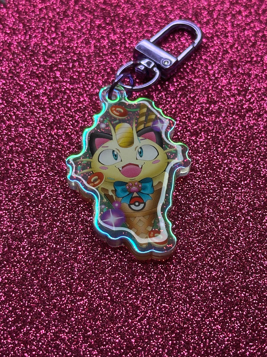 Meowth Cream Cone Keychain