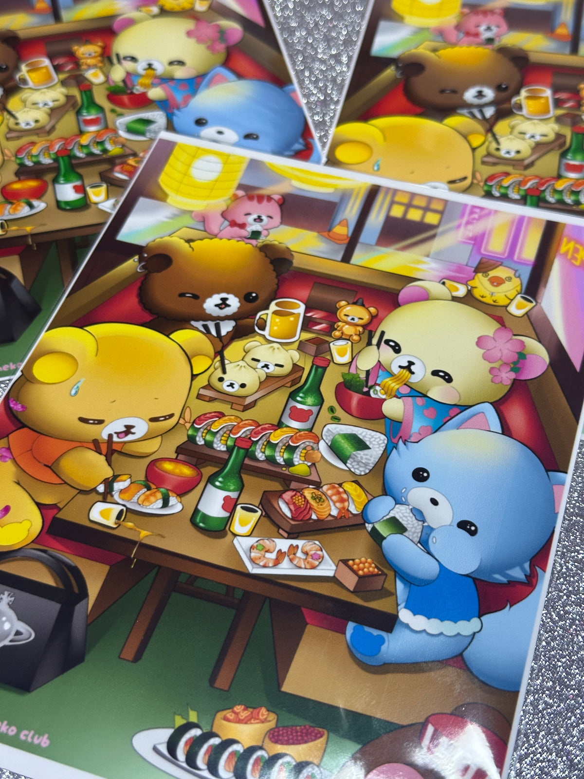 Kuma Sushi Shop Mini Print