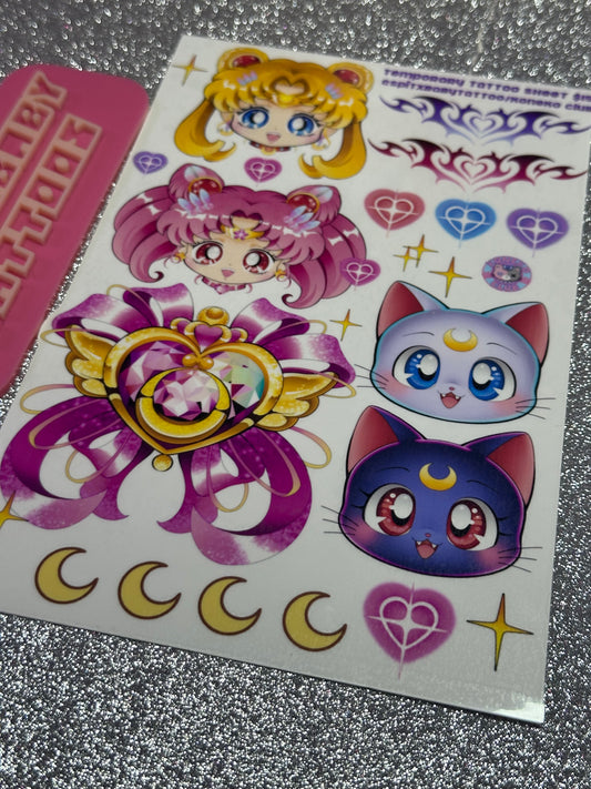 Sailor Scout Temporary Tattoo Sheet