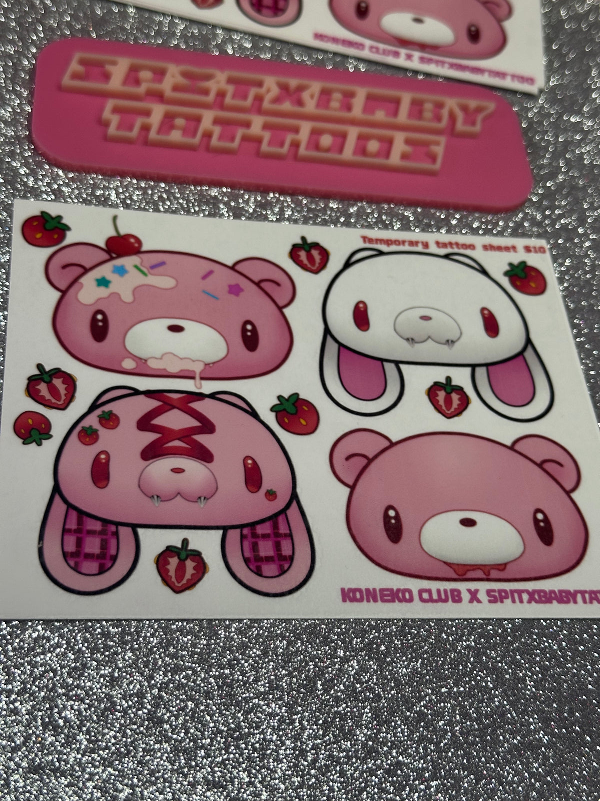 Strawberry Gl00m Mini Temporary Tattoo Sheet