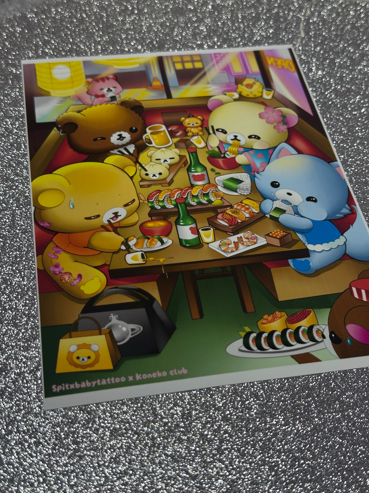 Kuma Sushi Shop Mini Print