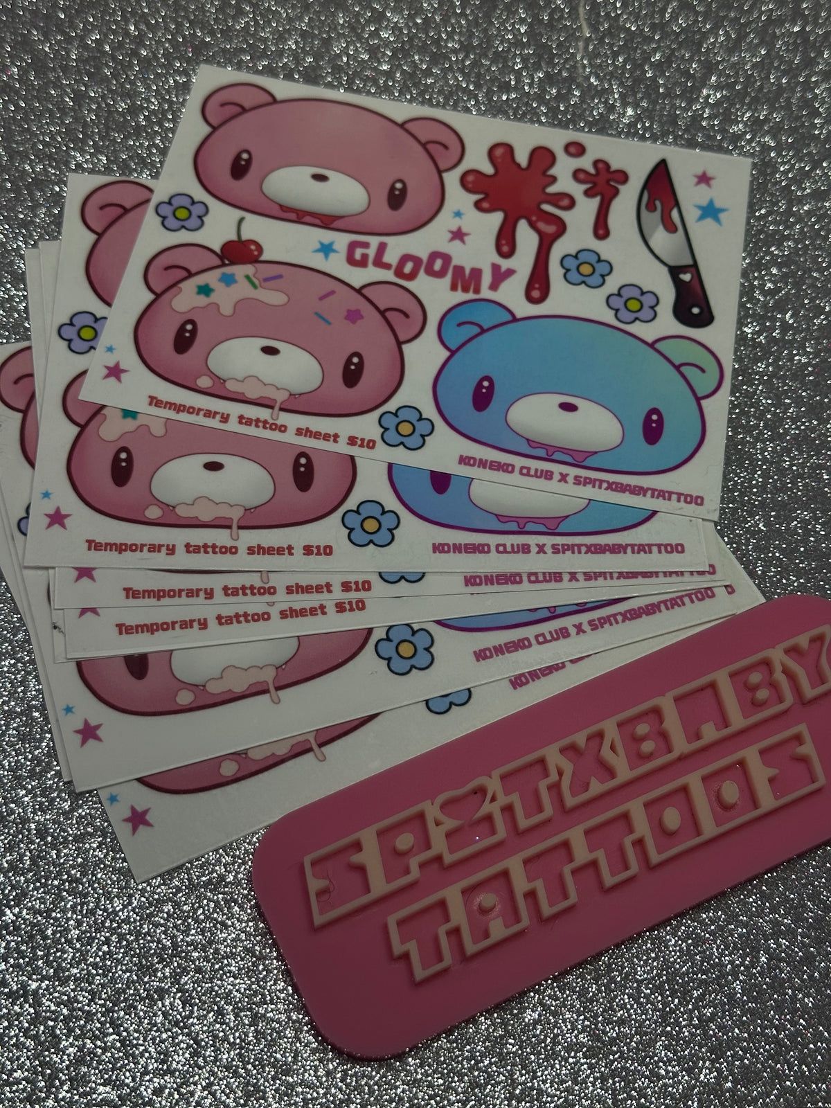 Gl00my Mini Temporary Tattoo Sheet