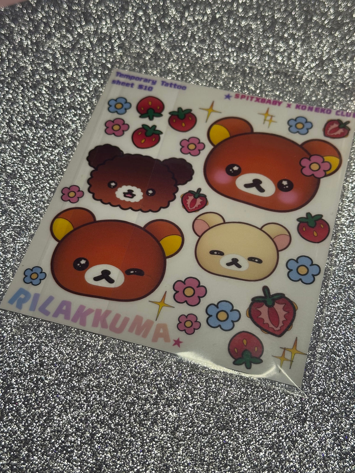 Kuma and Friends Mini Temporary Tattoo Sheet