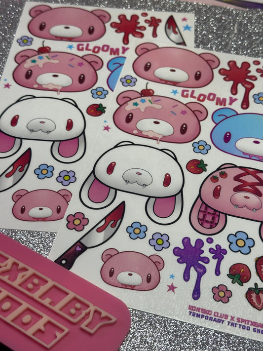 Gl00my Temporary Tattoo Sheet