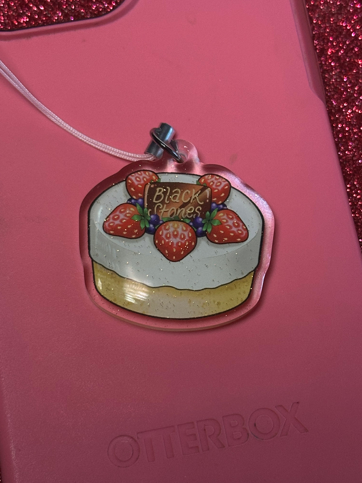 Black Stones Cake Phone Charm
